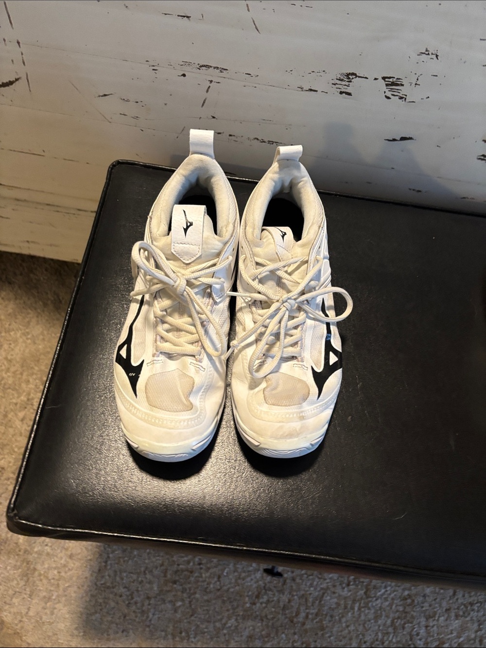 Mizuno White Athletic Sneakers with Black Logos